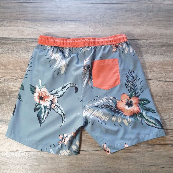 Public Record Tropical Floral Men Swim Trunk Elastic Waistband Drawstring Size M - Picture 5 of 6